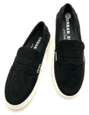 J SLIDES Urban Sport Black Faux Suede Penny Loafer Slip Ons 7