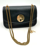 SEE BY CHLOE Black Calfskin Leather Lois Chain Strap Flap Bag