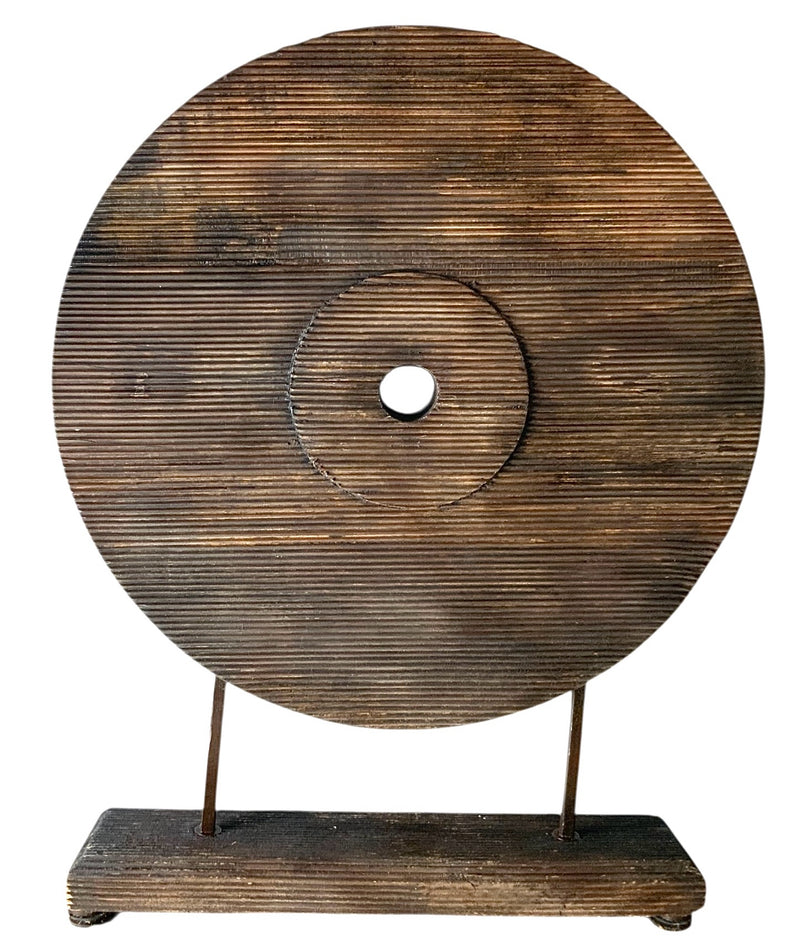 Vintage Wood Wheel on Stand