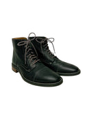 COLE HAAN Black Grained Leather Lace Up Canton Ankle Boots 11