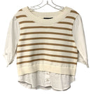 CENTRAL PARK WEST Camel/White Stripe Sweater w/White Sleeves & Shirt Tail