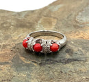 Sterling & Coral Ring
