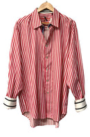 ROBERT GRAHAM Red/White Stripe w/Contrasting Cuff L/S B/D Shirt