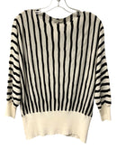 LAFAYETTE 148 Black/Eggshell Stripe 3/4 Sleeve Top