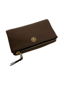TORY BURCH Brown Leather Foldover Crossbody Bag AS IS