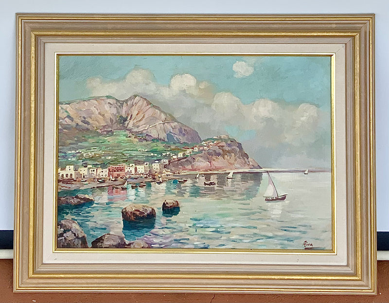 Mid Century Framed Oil on Canvas of Capri