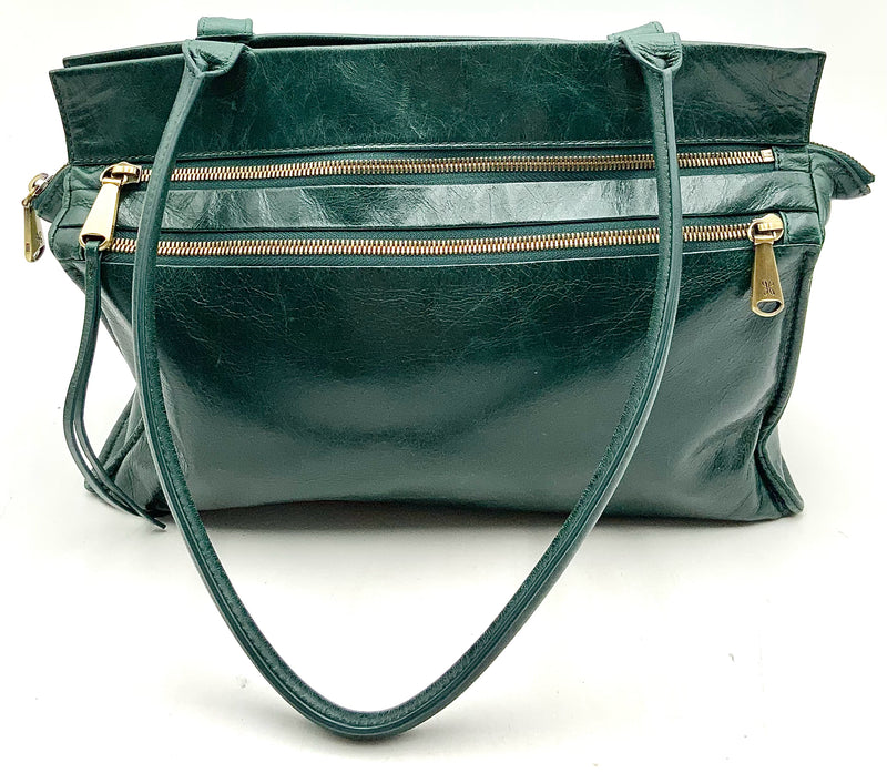 HOBO Green Leather Double Zipper Shoulder Bag