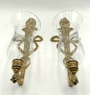 Pair of Virginia Metalcrafters Brass & Glass Hurricane Sconces