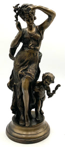 Nouveau Style Brass Sculpture of Woman & Child