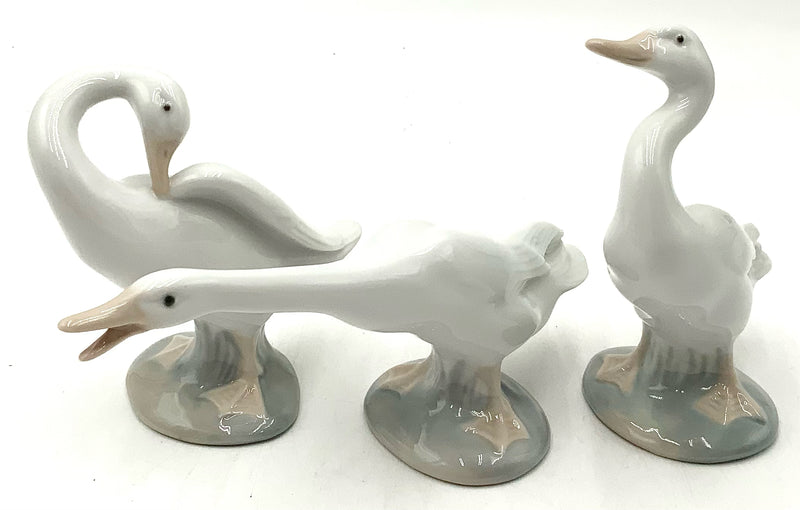 Set/3 Lladro Porcelain Geese