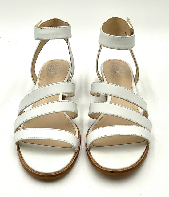 VINCE CAMUTO White Leather Pure Ankle Strap Wedge Sandals 9.5