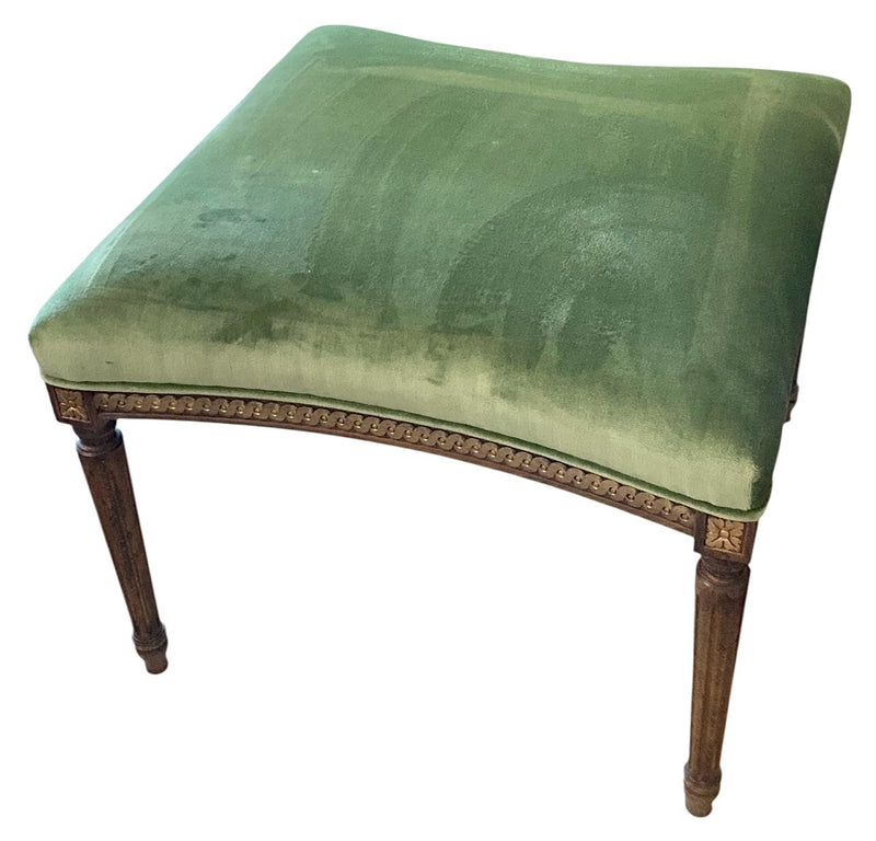 French Style Ottoman With Velvet Upholstery