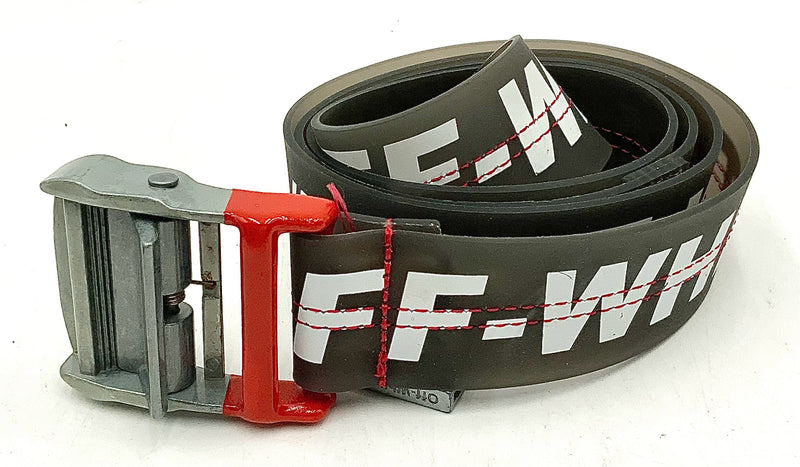 OFF WHITE Grey Rubber White Logo Industrial Belt