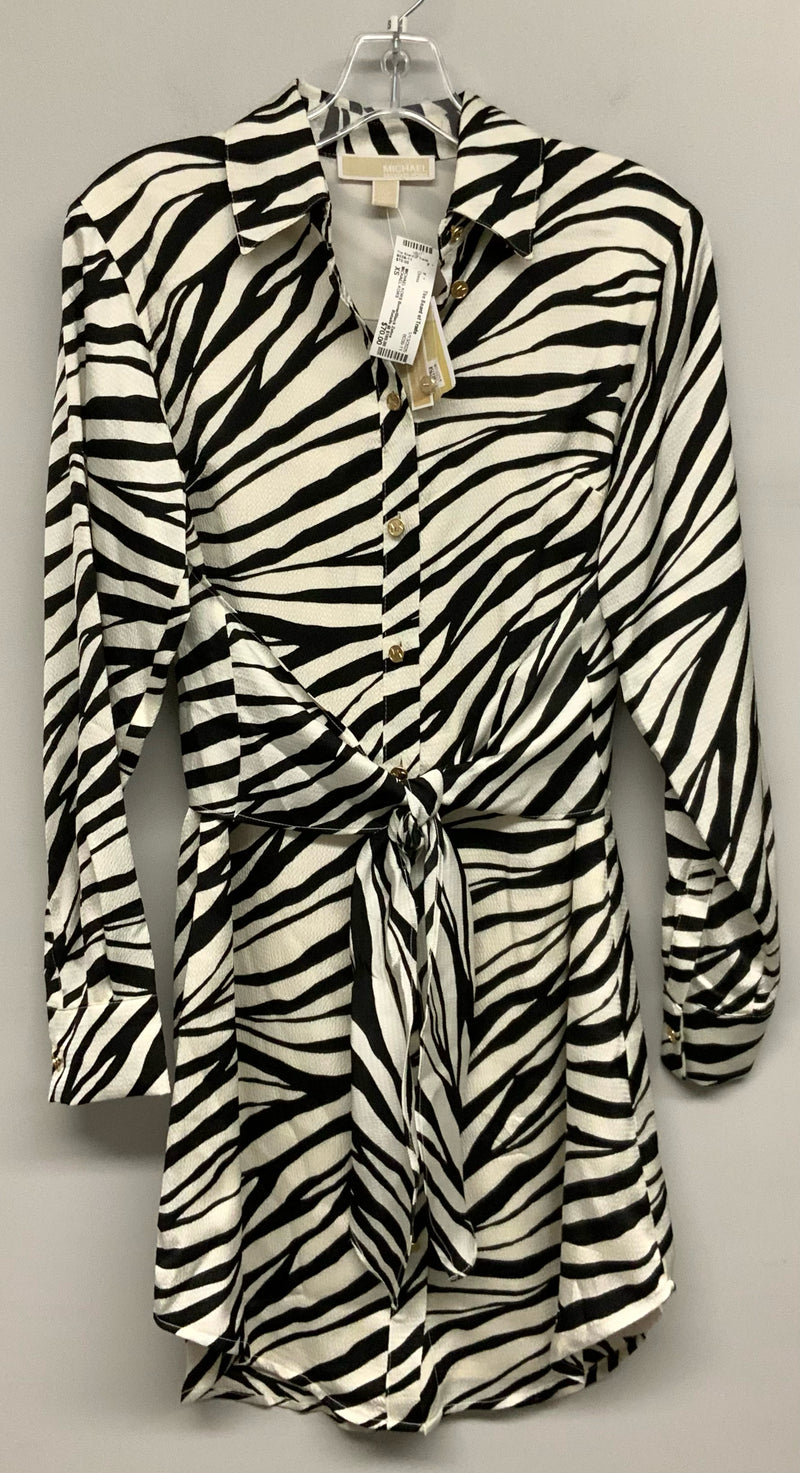 MICHAEL KORS Bone/Black Zebra Print B/D Tie Front Dress