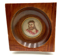 Vintage Petit Point Portrait of Jesus in Wood Frame