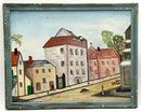 Vintage Painting on Board of Street Scene