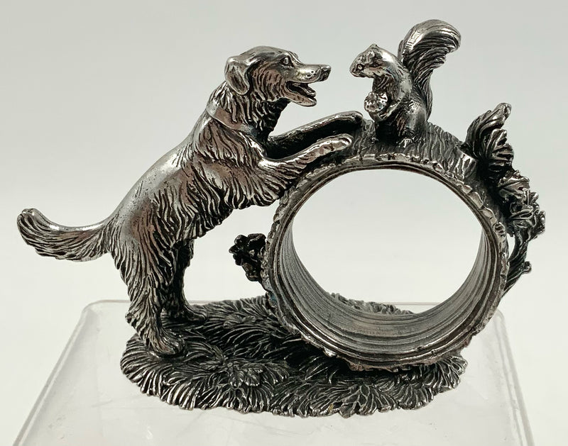 Reed & Barton Silverplate Napkin Ring with Dog Motif