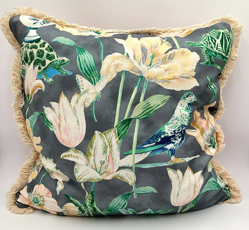 NEW Custom Throw Pillow with Gray Tulip Design