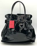VALENTINO GARAVANI Black Patent Leather Buckle Detail Top Handle Satchel