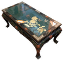 Vintage Asian Glass Top Coffee Table