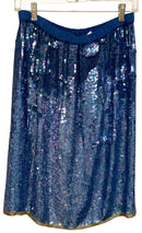 JUDITH ANN CREATIONS Vintage Blue Sequin Gold Seed Tank & Skirt, 2pc
