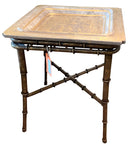 Asian Style Occasional Tray Table with Metal Bamboo Stand