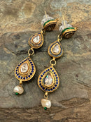 14kt Gold, Polki Diamond, Pearl & Enamel Dangle Earrings