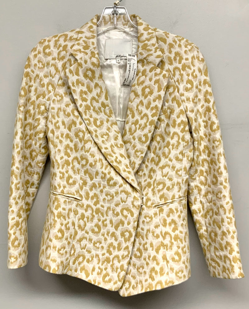 3.1 PHILLIP LIM Mustard/White Print w/Hook Closure Jacket