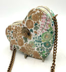 KURT GEIGER White Multi Floral Quilted Heart Shaped Chain Crossbody Bag