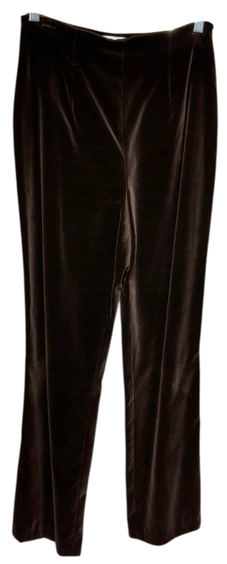 DANA BUCHMAN Brown Velvet Straight Leg Side Zip Pants