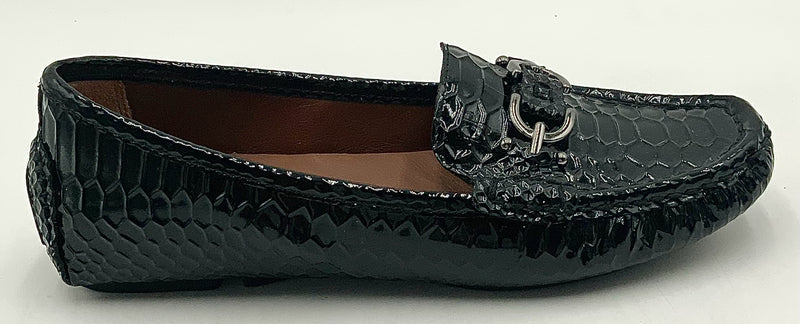 DONALD PLINER Black Patent Embossed Leather Viky Loafers 6.5