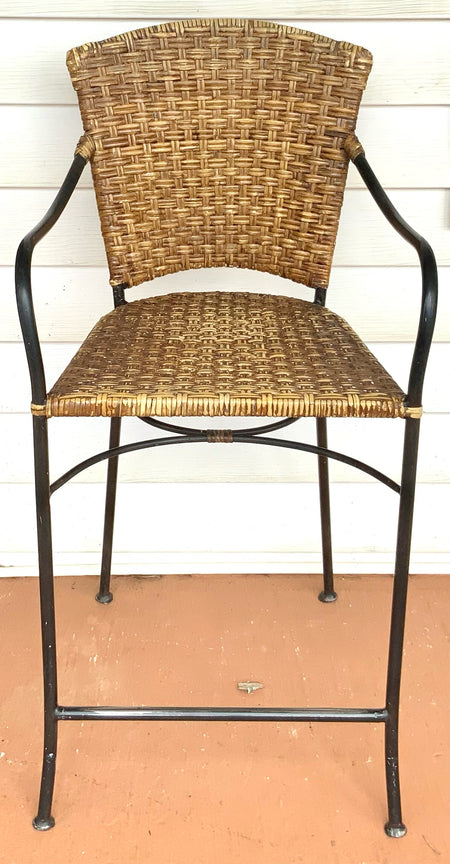 Pair of Woven Counter Stools with Metal Frame