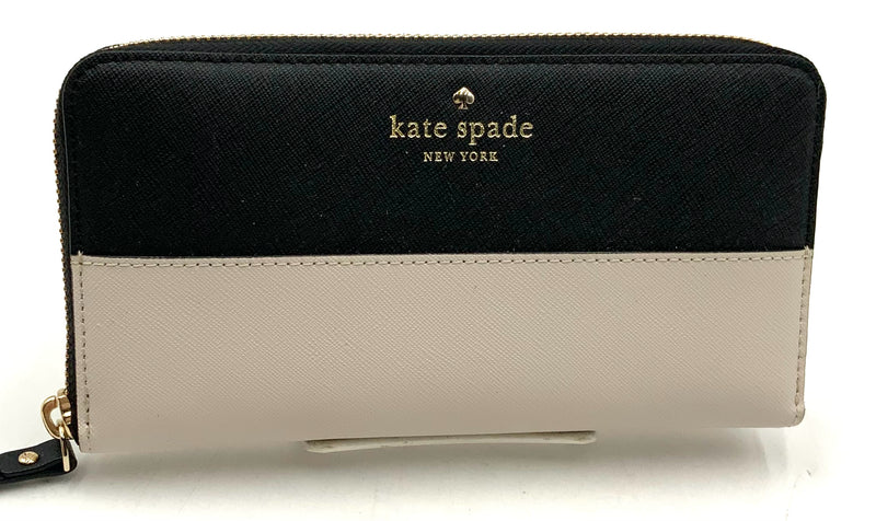 KATE SPADE Black/Pebble Saffiano Leather Lacey Cedar St Continental Wallet