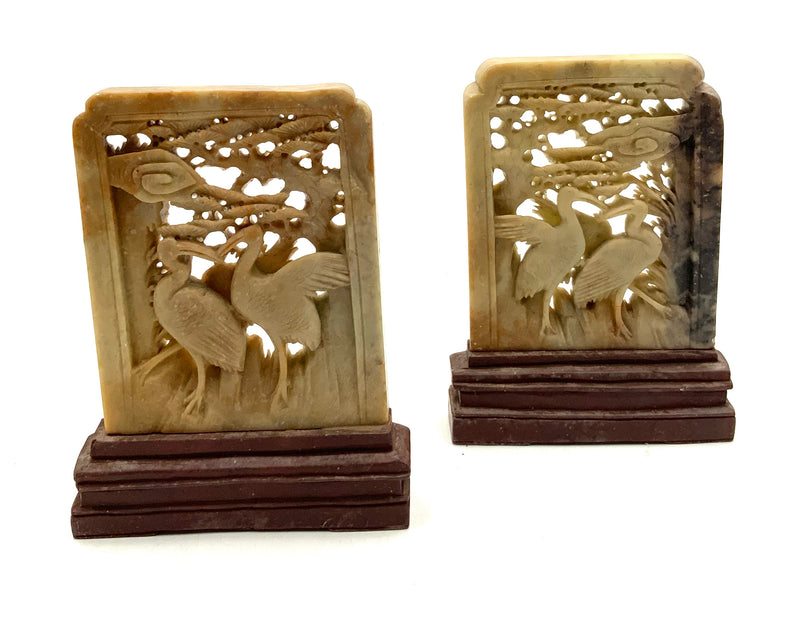 Pair of Antique Chinese Soapstone Bookends