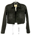 L'AGENCE Distressed Black Wash "Zuma"  Lace Up Cropped Jean Jacket