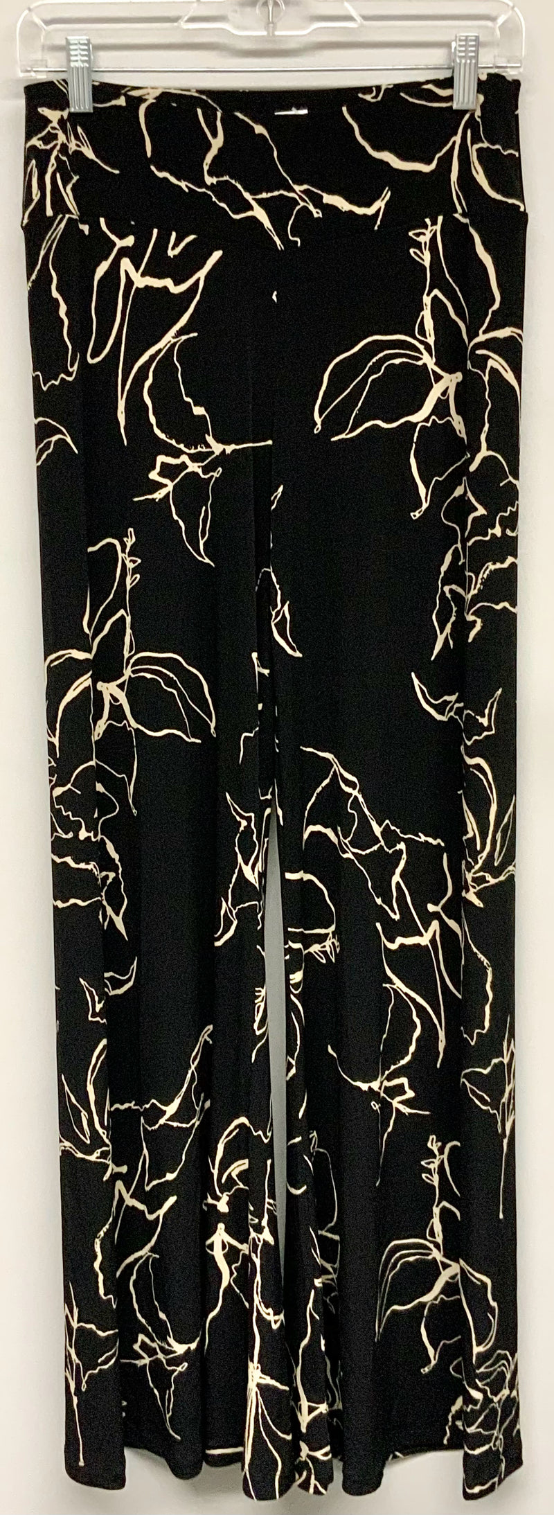 VERONICA M Black/Cream Abstract Floral Wide Leg Pants