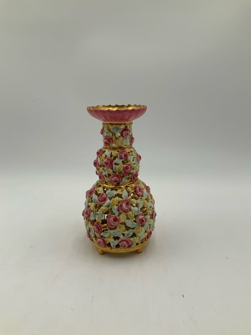 Austria Hungaria Zsolnay Pecs Openwork Lusterware Vase