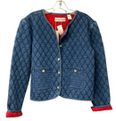 DIZZY LIZZIE Blue Quilted Denim w/Clear Faceted Buttons Jacket
