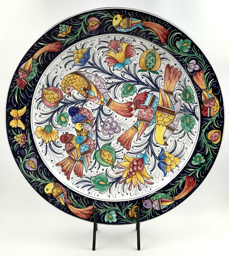 Deruta S. Baffoni Gubbio Multi Color Platter with Bird Design