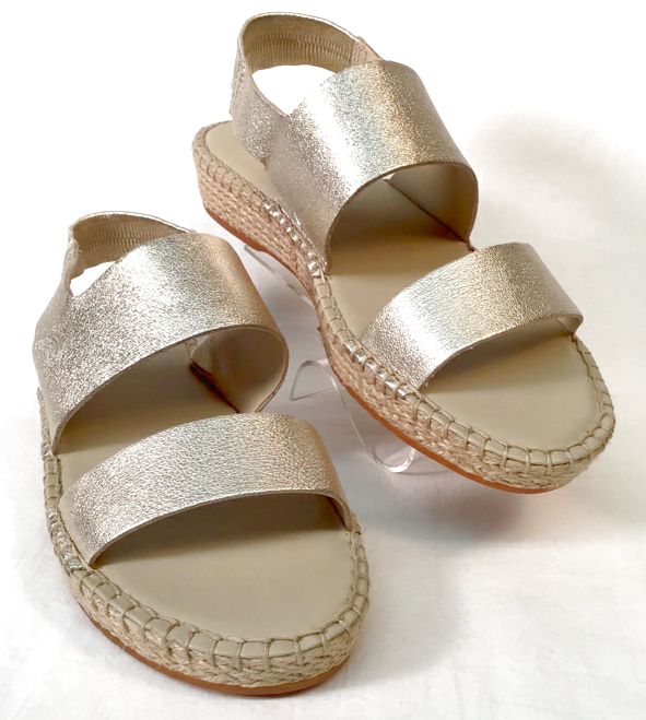 COLE HAAN Soft Gold Cloudfeel Espadrille Sandals 9