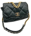 CHANEL Black Quilted Lambskin Large 19 Flap Bag
