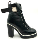 GIUSEPPE ZANOTTI Black Leather White Trim Nadir 90 Nevada Heeled Boots 39