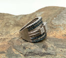 Sterling, Diamond & Sapphire Multi-Band Ring