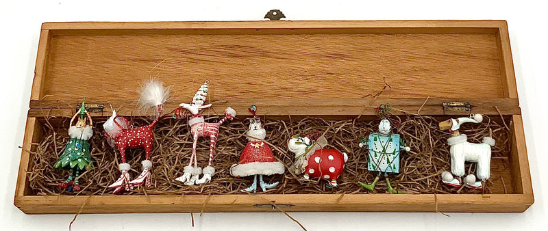 Set/7 Dept. 56 Patience Brewster Krinkles Ornaments in Wood Box