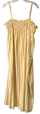 TAYLOR TILMAN Yellow/White Stripe Spaghetti Strap Maxi Dress