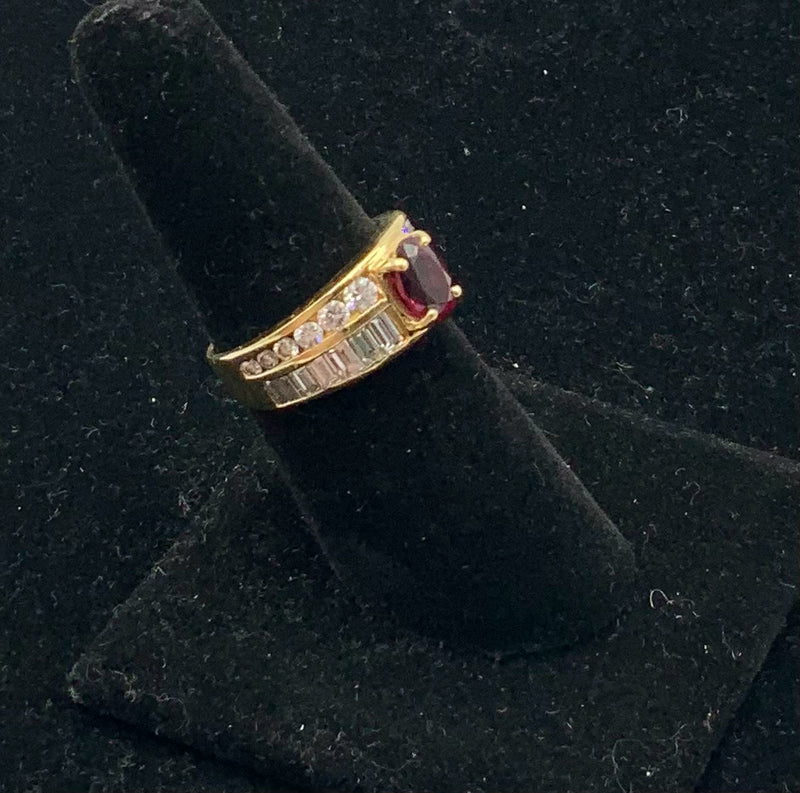 18kt Ruby & Channel Set Diamond Ring