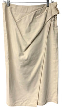 LANVIN Cream Pleated Asym Faux Wrap Midi Skirt