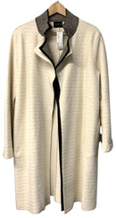 ANNTARAH Cream Charcoal Chevron Trim Baby Alpaca Wool Coat