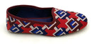 GUCCI Red Blue Maroon G Geometric Satin Grosgrain Trim Slip Ons 37