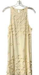 MYSTREE Cream w/Cut-Outs Keyhole Back S/L Dress